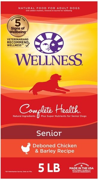 Wellness Complete Health Senior Deboned Chicken & Barley Recipe Dry Dog Food, 5-lb bag slide 1 of 8