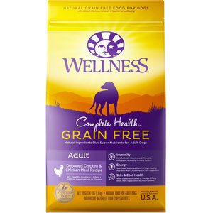 Wellness Grain-Free Complete Health Adult Deboned Chicken & Chicken Meal Recipe Dry Dog Food, 4-lb bag