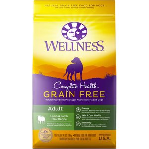 Wellness Grain-Free Complete Health Adult Lamb & Lamb Meal Recipe Dry Dog Food, 24-lb bag
