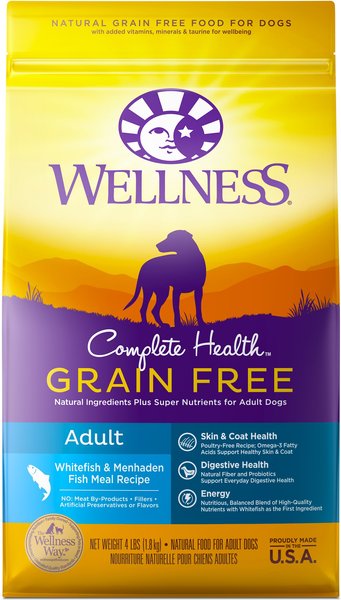 Wellness Grain-Free Complete Health Adult Whitefish & Menhaden Fish Meal Recipe Dry Dog Food, 24-lb bag slide 1 of 9