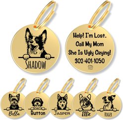PawFurEver Dog Breed Stainless Steel Personalized Dog ID Tag, Bobtail, Gold