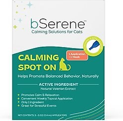 bSerene Spot On Valerian Calming Topical Solution for Cats, 3 count