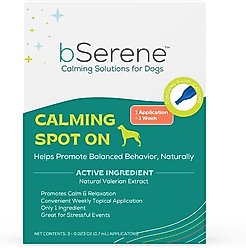 bSerene Spot On Valerian Calming Topical Solution for Dogs, 3 count