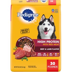 Pedigree High Protein Beef & Lamb Flavor Dog Kibble Adult Dry Dog Food, 30-lb bag
