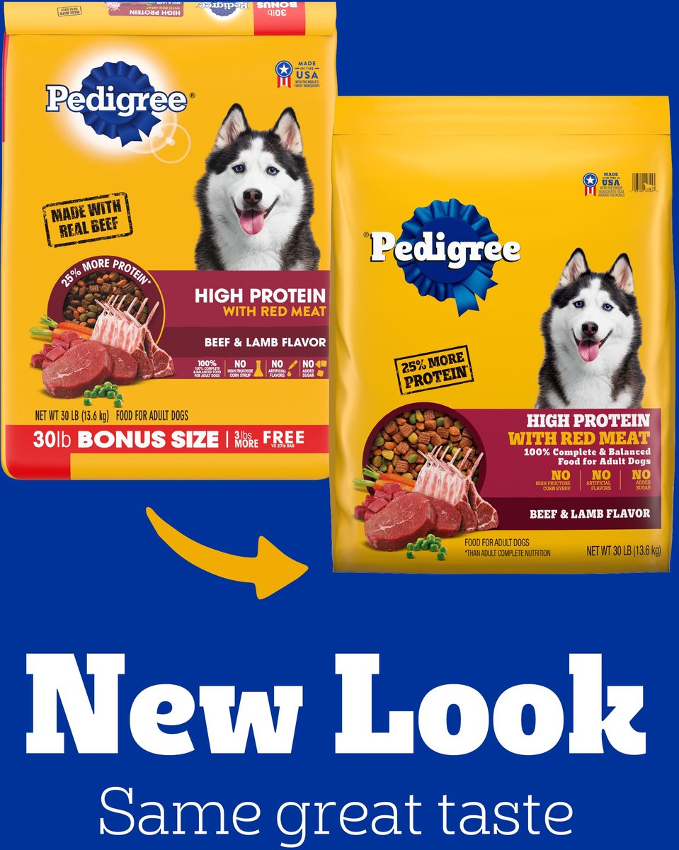 PEDIGREE High Protein Beef Lamb Flavor Dog Kibble Adult Dry Dog Food 30 lb bag Chewy