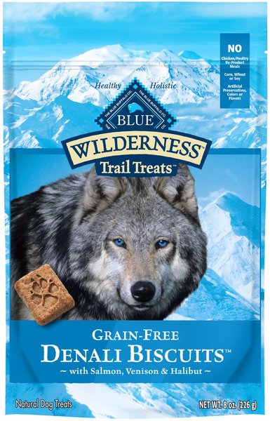 Blue Buffalo Wilderness Grain-Free Denali Biscuits with Wild Salmon, Venison & Halibut Dog Treats, 8-oz bag slide 1 of 6