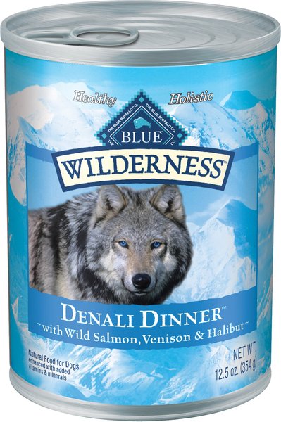 Blue Buffalo Wilderness Denali Dinner with Wild Salmon, Venison & Halibut Grain-Free Canned Dog Food, 12.5-oz, case of 12 slide 1 of 7