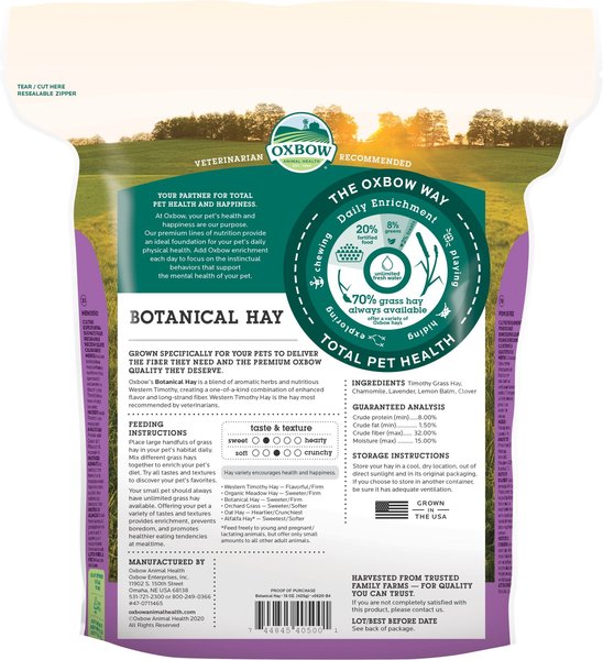 Oxbow Botanical Hay Small Animal Food 15 Oz Bag