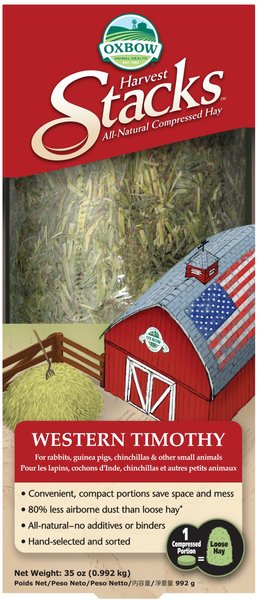 Oxbow Animal Health Harvest Hay Stacks  Western Timothy Hay All Natural Hay for Rabbits, Guinea Pigs, Chinchillas, Hamsters & Gerbils, 35-oz. slide 1 of 6