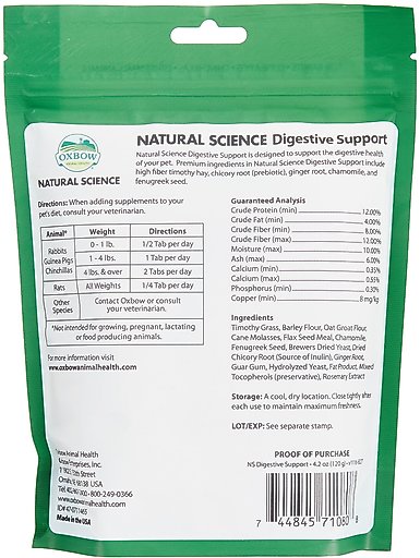 Oxbow Natural Science Digestive Support Small Animal Supplement, 60 count