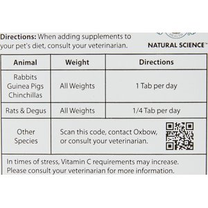 Oxbow Natural Science Vitamin C Small Animal Supplement, 60 count