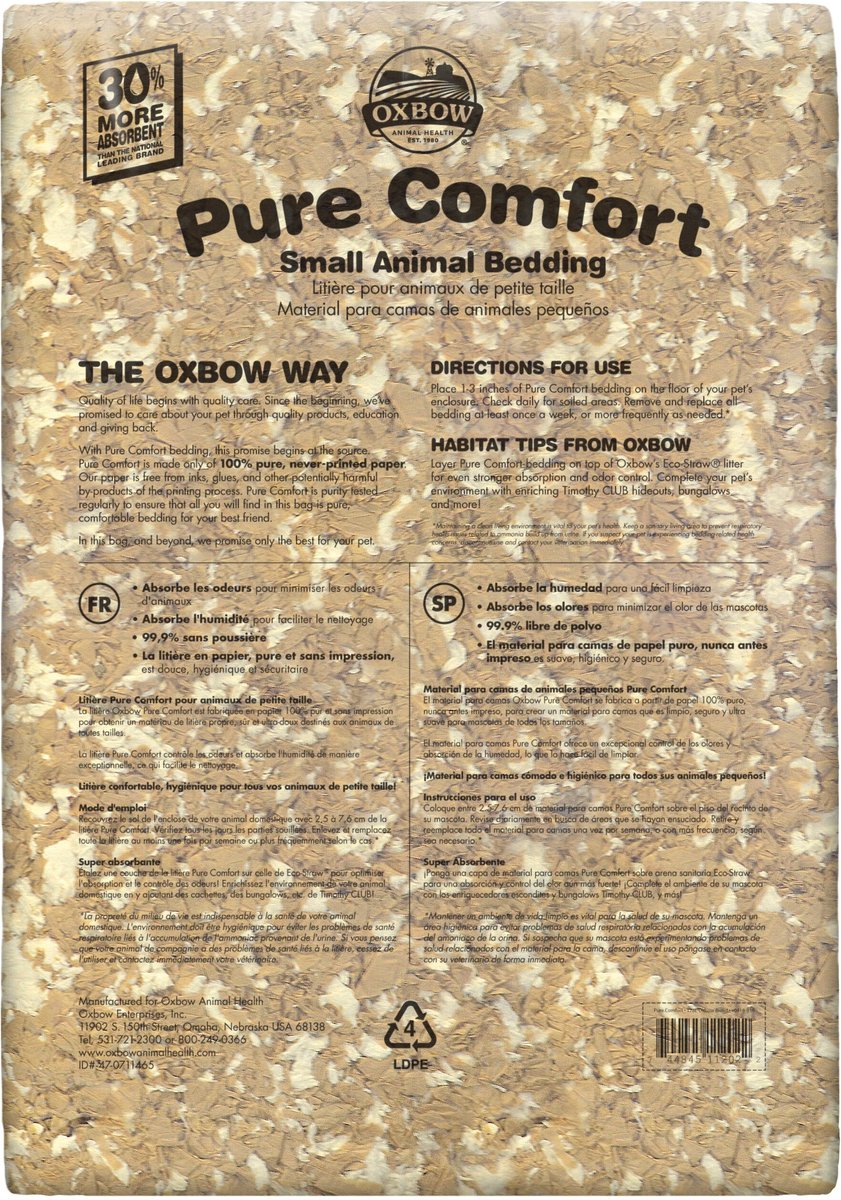 OXBOW Pure Comfort Small Animal Bedding, Oxbow Blend, 178L