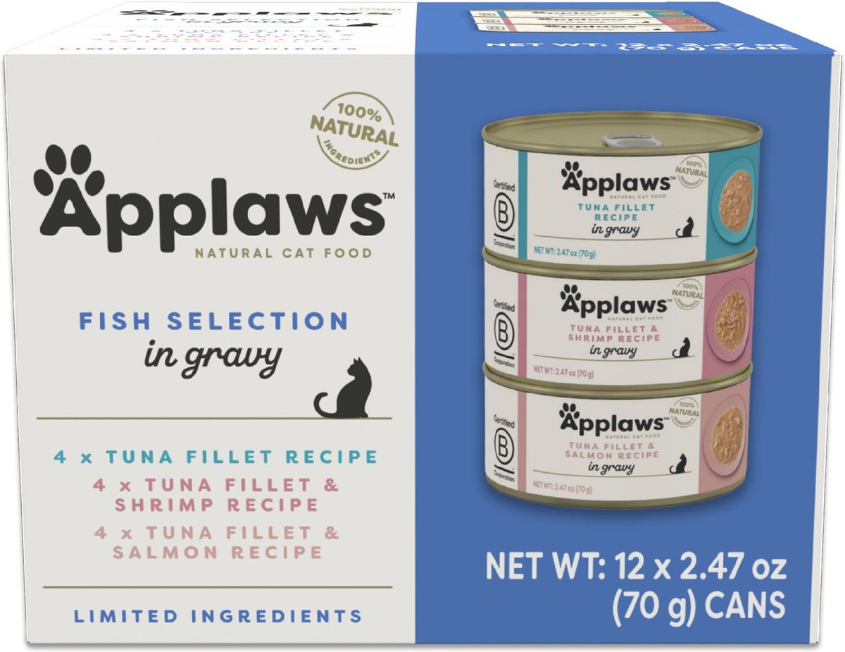 APPLAWS Tuna Flavors in Gravy Variety Pack Wet Cat Food, 2.47oz can