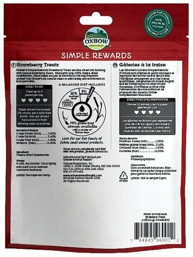 Oxbow Simple Rewards Freeze-Dried Strawberry Small Animal Treats, .5-oz bag