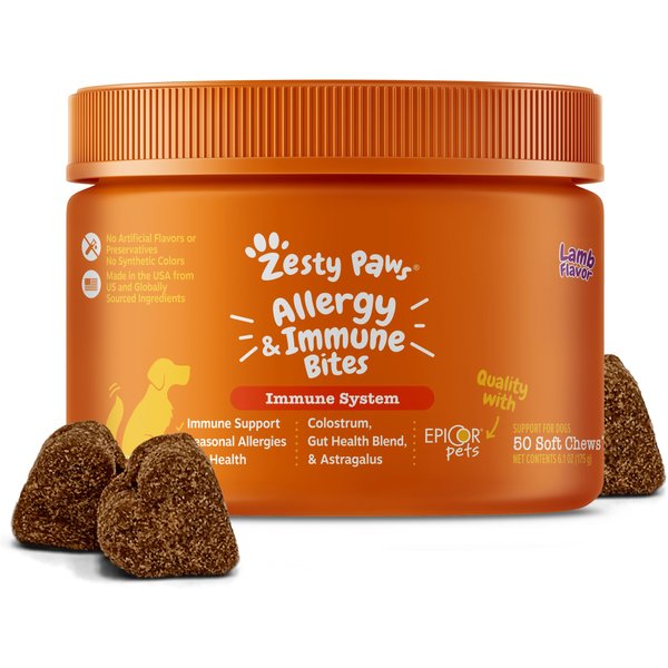 Zesty Paws Allergy And Immune Bites Lamb Flavored Soft Chews Allergies