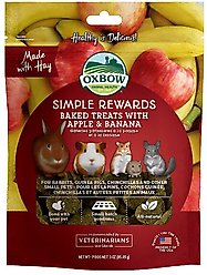 Oxbow Simple Rewards Oven Baked with Apple & Banana Small Animal Treats, 3-oz bag