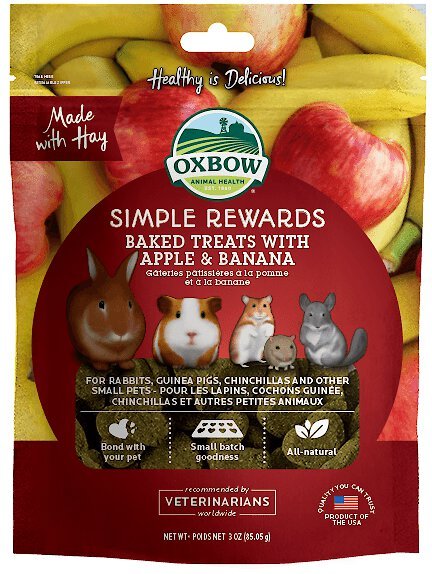 Oxbow Simple Rewards Oven Baked with Apple & Banana Small Animal Treats, 3-oz bag slide 1 of 2