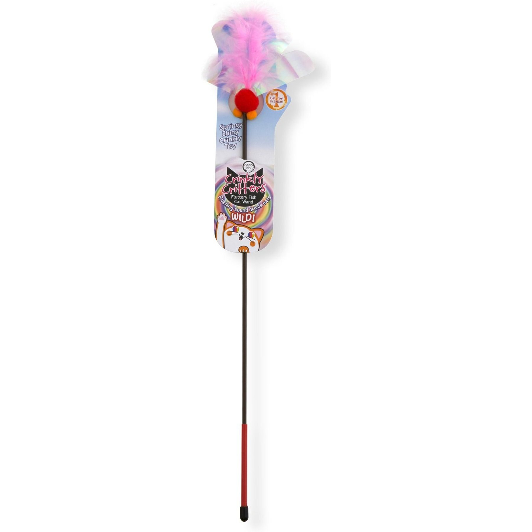 Necoichi Crinkly Critters Fluttery Fish Cat Wand Toy
