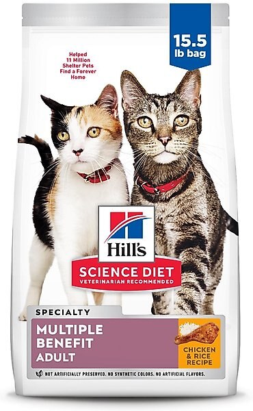 Hill's Science Diet Adult Multiple Benefit Chicken Recipe Dry Cat Food, 15.5-lb bag slide 1 of 10