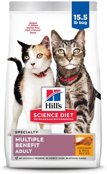 HILL'S SCIENCE DIET Adult Multiple Benefit Chicken Recipe Dry Cat Food ...