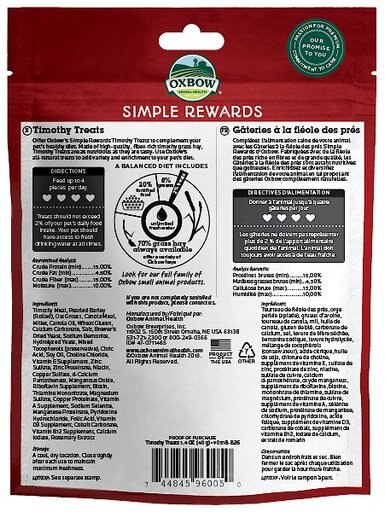 Oxbow Simple Rewards Timothy Small Animal Treats, 1.4-oz bag