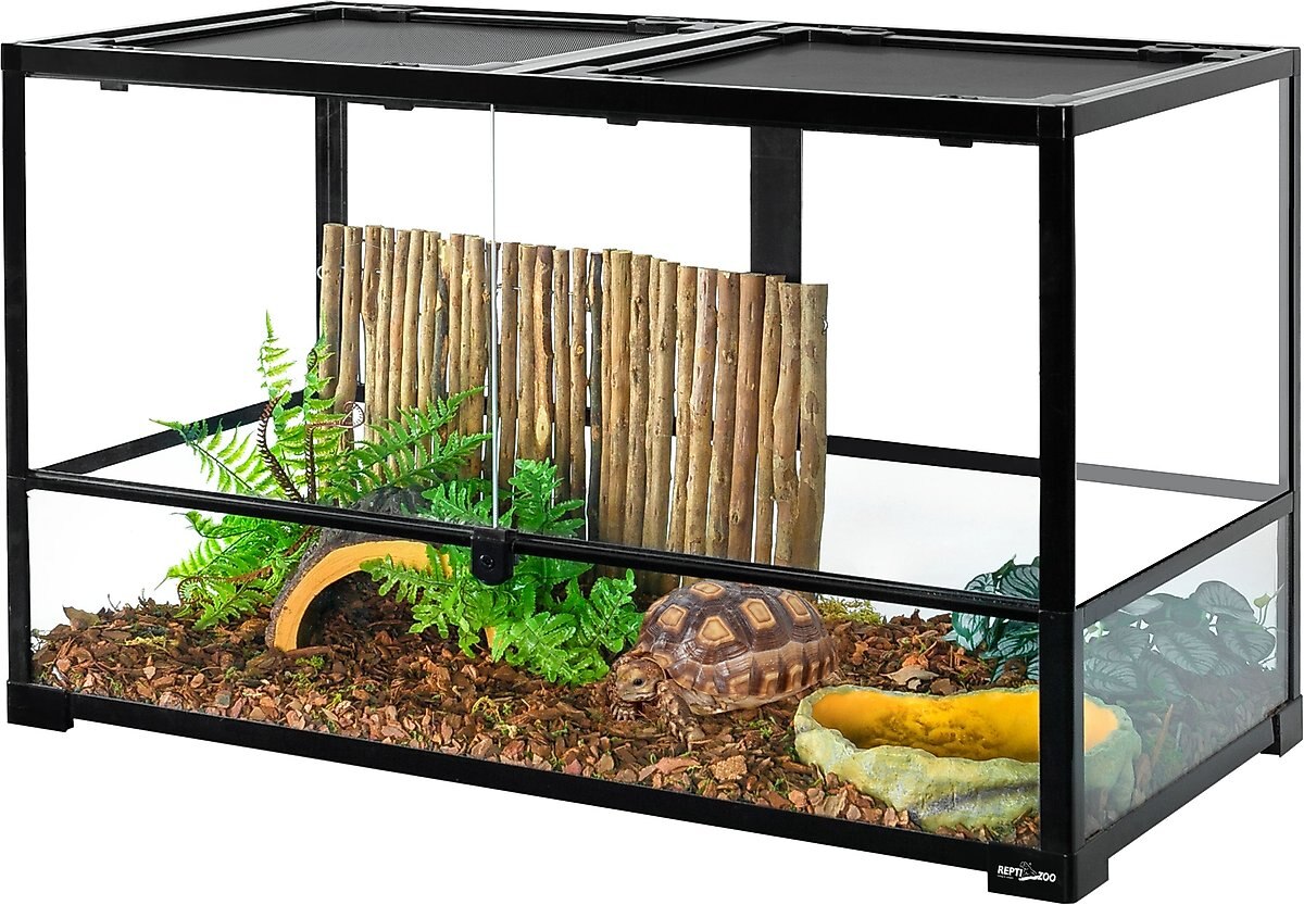 REPTI ZOO Full Tempered Glass Reptile Terrarium, 128-gal