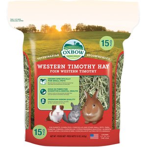 Oxbow Animal Health Western Timothy Hay  All Natural Hay for Rabbits, Guinea Pigs, Chinchillas, Hamsters & Gerbils, 15-oz.