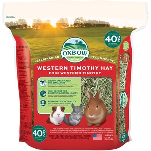 Oxbow Animal Health Western Timothy Hay All Natural Hay for Rabbits, Guinea Pigs, Chinchillas, Hamsters & Gerbils, 40-oz.