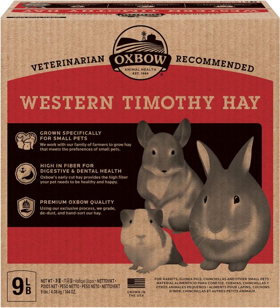Oxbow Animal Health Western Timothy Hay  All Natural Hay for Rabbits, Guinea Pigs, Chinchillas, Hamsters & Gerbils, 9-lb bag slide 1 of 10