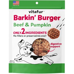 Vitafur Barkin Burger Beef & Pumpkin Dog Treat, 4-oz bag