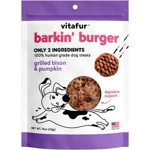 Vitafur Barkin Burger Bison & Pumpkin Dog Treat, 4-oz bag, Each 