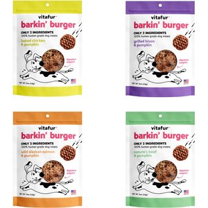 Vitafur Barkin Burger Variety Pack Pumpkin Flavor Dog Treat, 4-oz bag, Each 