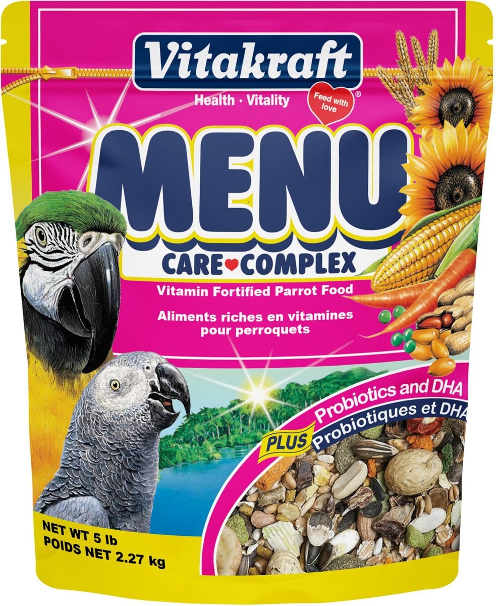 Vitakraft Menu Premium Vitamin-Fortified Parrot Macaw, Conure & Large Bird Food, 5-lb bag