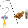 Frisco Squirrel Plush with Refillable Catnip + Bird with Feathers Teaser Wand Cat Toy with Catnip