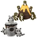 Frisco Volcano & Dinosaurs + Trash Can & Raccoons Hide & Seek Puzzle Plush Squeaky Dog Toy