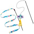 Frisco Fabric, Neon Bubbles + Bird with Feathers Teaser Wand Cat Toy with Catnip