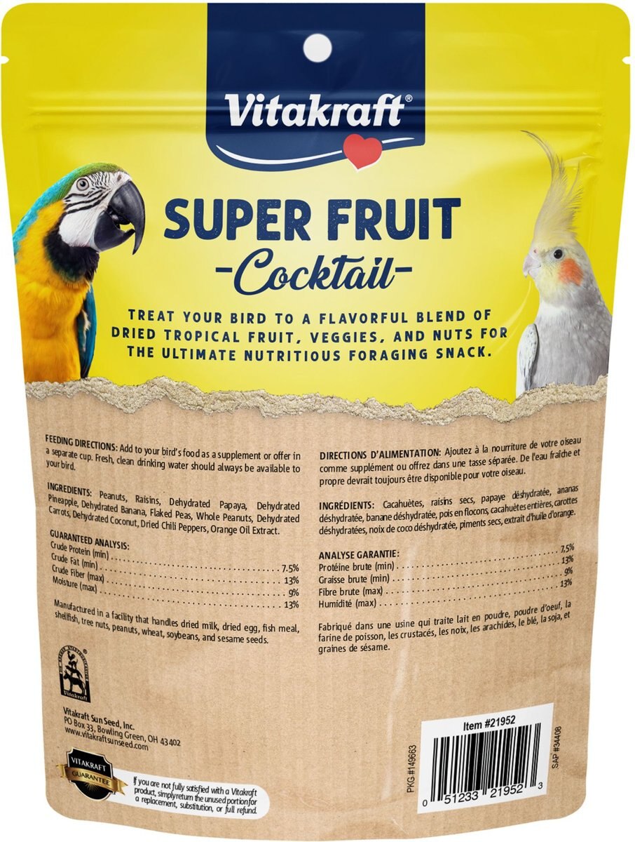 Vitakraft Fresh Super Fruit Cocktail Fruit Blend Parrot & Parakeet Treats, 20-oz bag