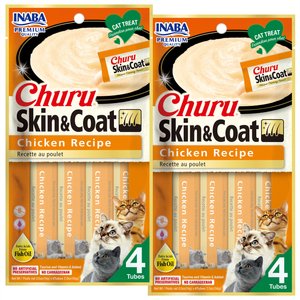 Inaba Churu Grain-Free Skin & Coat Chicken Recipe Lickable Cat Treat, 0.5-oz tube, pack of 48