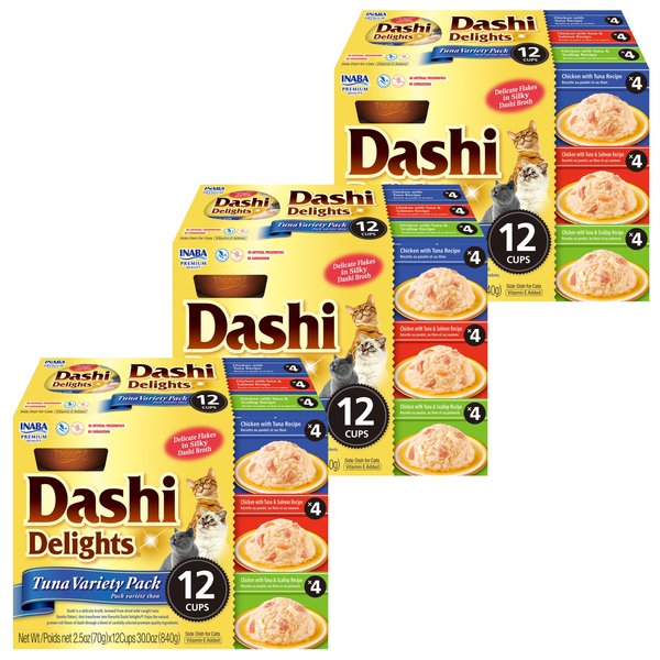 Inaba Dashi Delight Tuna Flavored Variety Pack Bits in Broth Cat Food Topping