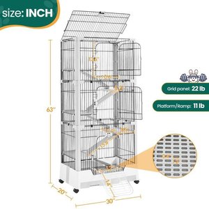 Yaheetech Rolling Rabbit Cage on Wheel, Gray, 6-Level