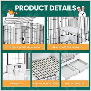 Yaheetech Rolling Rabbit Cage on Wheel, Gray, 6-Level