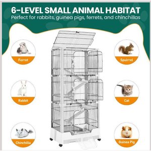 Yaheetech Rolling Rabbit Cage on Wheel, Gray, 6-Level