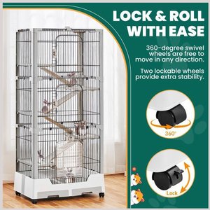 Yaheetech Rolling Rabbit Cage on Wheel, Gray, 6-Level