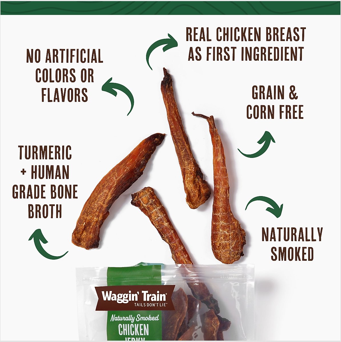 WAGGIN' TRAIN Smoked Chicken Jerky Tenders with Turmeric & Bone Broth