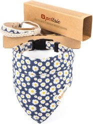 Pettsie Dog Collar Daisy & Bandana, Dark Blue, X-Small