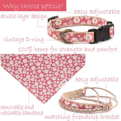 Show full view: Pettsie Dog Collar Daisy & Bandana, Pink, Medium slide 3 of 9