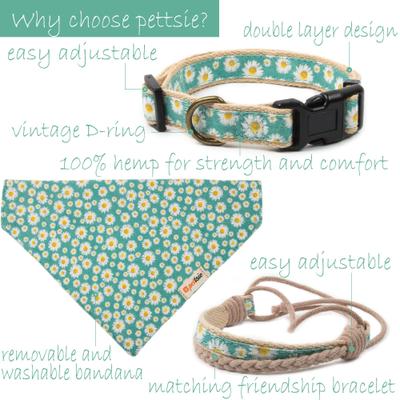 Show full view: Pettsie Dog Collar Daisy & Bandana, Green, Large slide 4 of 10