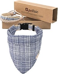 Pettsie Dog Collar & Bandana, Blue, Small: 15.5-in neck, 3/5-in wide