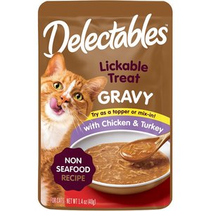 Hartz Delectables Gravy Non Seafood Chicken & Turkey Lickable Cat Treats, 1.4-oz pouch, 1 count