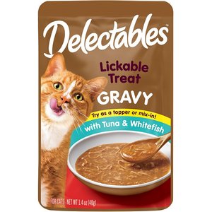 Hartz Delectables Gravy Tuna & Whitefish Lickable Cat Treats, 1.4-oz pouch, 1 count
